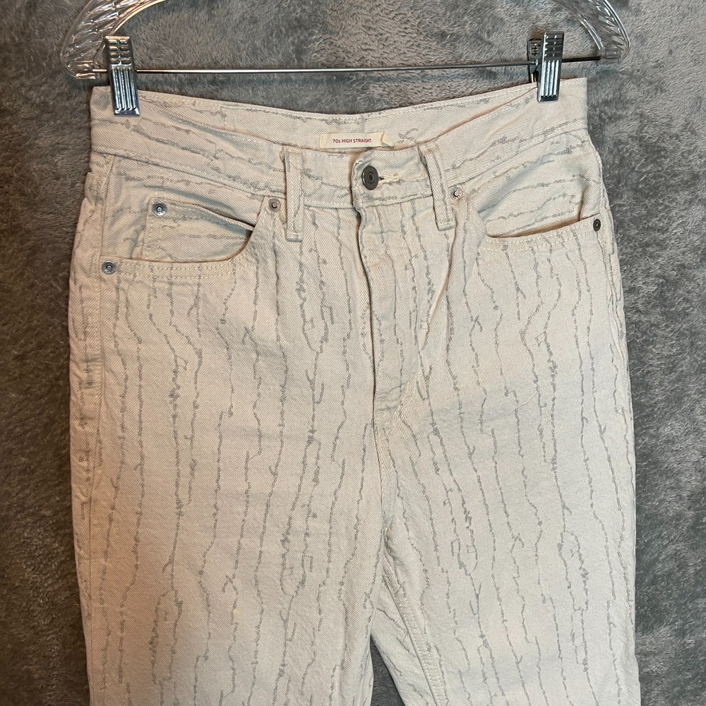 Levis Womens 70s High Straight Cotton Hemp Jean 28x33 Retro Boho Chic Ecru Rigid